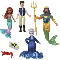 Disney Mattel De Kleine Zeemeermin Ariels Avonturen Set met 4 Kleine Poppen en Accessoires