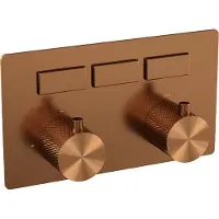Brauer Carving 3-weg Inbouwthermostaat Met Drukknoppen - Geborsteld Koper PVD - Kranen, Badkranen, Inbouw Badkranen - 8720724508539