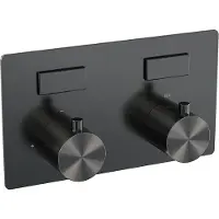 Brauer Gunmetal Edition 2-weg inbouwthermostaat met drukknoppen met in- en afbouwdelen gunmetal geborsteld PVD