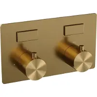 Brauer Edition 2-weg Inbouwthermostaat Met Drukknoppen - Geborsteld Goud PVD - Kranen, Badkranen, Inbouw Badkranen - 8720724508867
