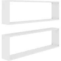 vidaXL Wandschappen kubus 2 st 100x15x30 cm bewerkt hout wit