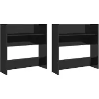 vidaXL Wandschoenenkasten 2 st 60x18x60 cm hout hoogglans zwart