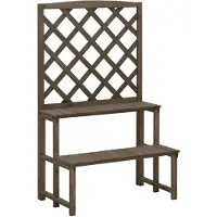 vidaXL Plantenrek met latwerk 70x42x115 cm massief vurenhout grijs