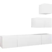 vidaXL 4-delige Tv-meubelset bewerkt hout wit