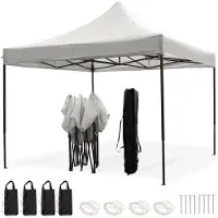LifeGoods Partytent Easy Up - 3x3 m - Wit - Waterdicht - In hoogte verstelbaar - Inclusief draagtas met wieltjes