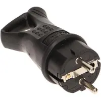 ORNO Stroomstekker - Massief rubber - IP44 stof- en spatwaterdicht - Met afdichting en oog