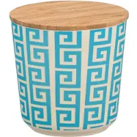 Wenko opbergpot 500 ml keramiek/bamboe wit/blauw/naturel