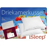 ISleep Driekamer Hoofdkussen Set (2 Kussens + 2 Moltonslopen) - Puntkussen - Eendendons - 60x70 cm - Wit