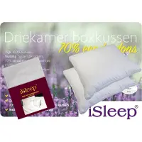 ISleep Driekamer Boxkussen Set (2 Kussens + 2 Moltonslopen) - Boxmodel - Eendendons - 55x65x5 cm - Wit