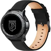Rosso Deluxe - Universeel Smartwatch/Horloge Bandje 22MM - Echt Leer - Zwart
