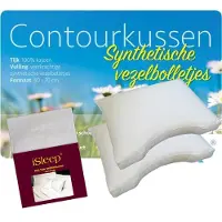 ISleep Contourkussen Set (2 Kussens + 2 Moltonslopen) - Vezelbolletjes - 60x70 cm - Wit