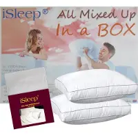 ISleep All Mixed Up In A Box Boxkussen Set (2 Kussens + 2 Moltonslopen) - Boxmodel - 50x60x10 cm - Wit