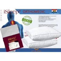 ISleep Orthomedic Hoofdkussen Set - (2 Kussens + 2 Moltonslopen) - Boxmodel - Anti-nekpijn - Anti-allergie - 50x60x10 cm - Wit