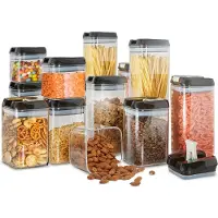 Kitchenbrothers Voorraadpotten - 14 Stuks - Luchtdicht - Herschrijfbare Labels - Kunststof