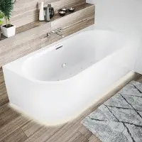 Riho Desire Corner Halfvrijstaand Bad 170X77cm - Acryl - Links - Wit - Sparkle Mood - LED Verlichting - Baden, Whirlpool Baden - 8720702228930