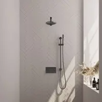 Brauer Gunmetal Carving thermostatische inbouw regendouche met staafhanddouche, rechte muurarm, glijstang en hoofddouche 20cm set 61 gunmetal geborsteld PVD
