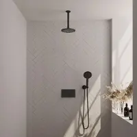 Brauer Black Edition thermostatische inbouw regendouche met 3 standen handdouche, plafondarm en hoofddouche 20cm set 59 zwart mat