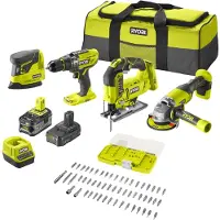 Ryobi R18CK4F-252S | ONE+ 18V Accu 4-delig combo kit | incl. 1x5.0Ah + 1x2.0 Ah accu en lader - 5133004771