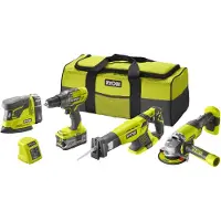 Ryobi 4-delig Combokit (incl. 1x 4.0Ah accu 1x 2.0 Ah accu en lader) ONE 18V