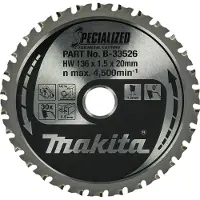 Makita Cirkelzaagblad voor Zacht Staal | Specialized | Ø 136mm Asgat 20mm 30T - B-33526