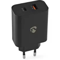Nedis thuislader met 1 USB-C PD en 1 USB-A Quick Charge 3.0 poort - Smart IC - 65W / zwart