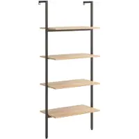 vidaXL Ladderrek met 4 schappen 64x35x152,5 cm lichtbruin en zwart