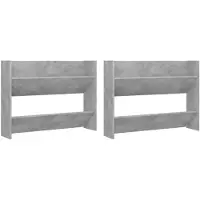 vidaXL Wandschoenenkasten 2 st 80x18x60 cm spaanplaat betongrijs