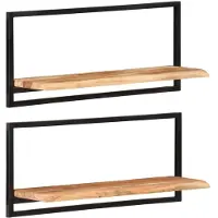vidaXL Wandschappen 2 st 80x25x35 cm massief acaciahout en staal