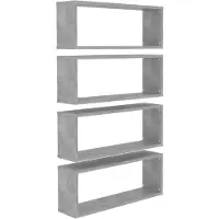 vidaXL Wandschappen kubus 4 st 60x15x23 cm bewerkt hout betongrijs