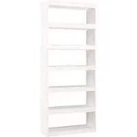 vidaXL Boekenkast/kamerscherm 80x30x199,5 cm massief grenenhout wit