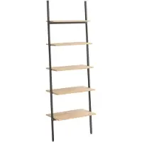 vidaXL Ladderrek met 5 schappen 64x34x185,5 cm lichtbruin en zwart