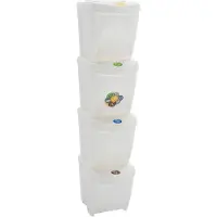 vidaXL Vuilnisbakken 4 st stapelbaar 100 L polypropeen wit