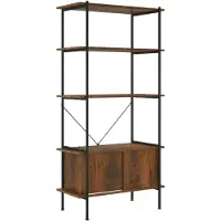vidaXL Opbergrek 5-laags met kast 80x40x163 cm staal en bewerkt hout