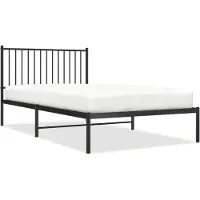 vidaXL Bedframe met hoofdbord metaal zwart 107x203 cm