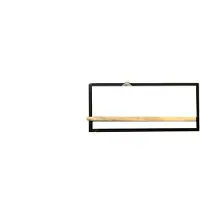 Benoa Depew Iron Wall Rack with Wooden Shelf 130 cm Black Steel (Naturel, 25x130cm)