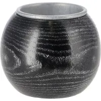 Vosteen - Houten Waxinelichthouder Vero - Zwart - 7x5,5 cm