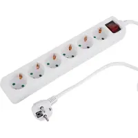 Q-Link stekkerdoos - 6-voudig - randaarde - met schakelaar - 3 x 1.5 mm² - 1.5 m - wit