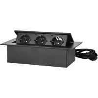 ORNO Inbouw stekkerdoos met 3 stopcontacten - Verdeelstekker met RVS afwerking - Pop up stekkerblok met 1.5 meter kabel - Stopcontact splitter voor max. 3680 Watt - Zwart