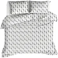 MOODIT Dekbedovertrek Odil Otis Grey-140 x 200 / 220 cm | 1-Persoons