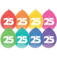 Haza Party Ballonnen 25 jaar - leeftijd verjaardag - 24x stuks - 29 cm - versiering/feestartikelen