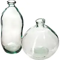 Atmosphera bloemenvazen set - 2x - Organische fles vorm - helder transparant glas