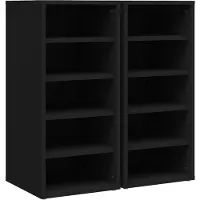 vidaXL Schoenenkasten 2 st 31,5x35x70 cm bewerkt hout zwart