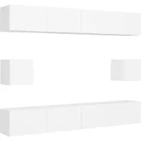 vidaXL 6-delige Tv-meubelset bewerkt hout wit