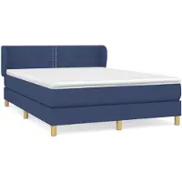 vidaXL Boxspring met matras stof blauw 140x190 cm