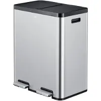 EKO - Essential 1 Recycler pedaalemmer 30+30 liter - Stainless Steel Plastic - mat RVS - Prullenbak