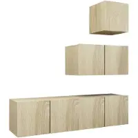 vidaXL 4-delige Tv-meubelset bewerkt hout sonoma eikenkleurig