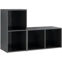 vidaXL TV-kastjes, 2 stuks, hoogglanzend grijs, 72x35x36,5 cm, houtvezel