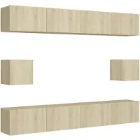 vidaXL 6-delige Tv-meubelset bewerkt hout sonoma eikenkleurig