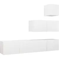 vidaXL 4-delige Tv-meubelset bewerkt hout wit