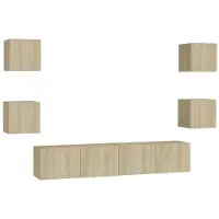 vidaXL 6-delige Tv-meubelset bewerkt hout sonoma eikenkleurig